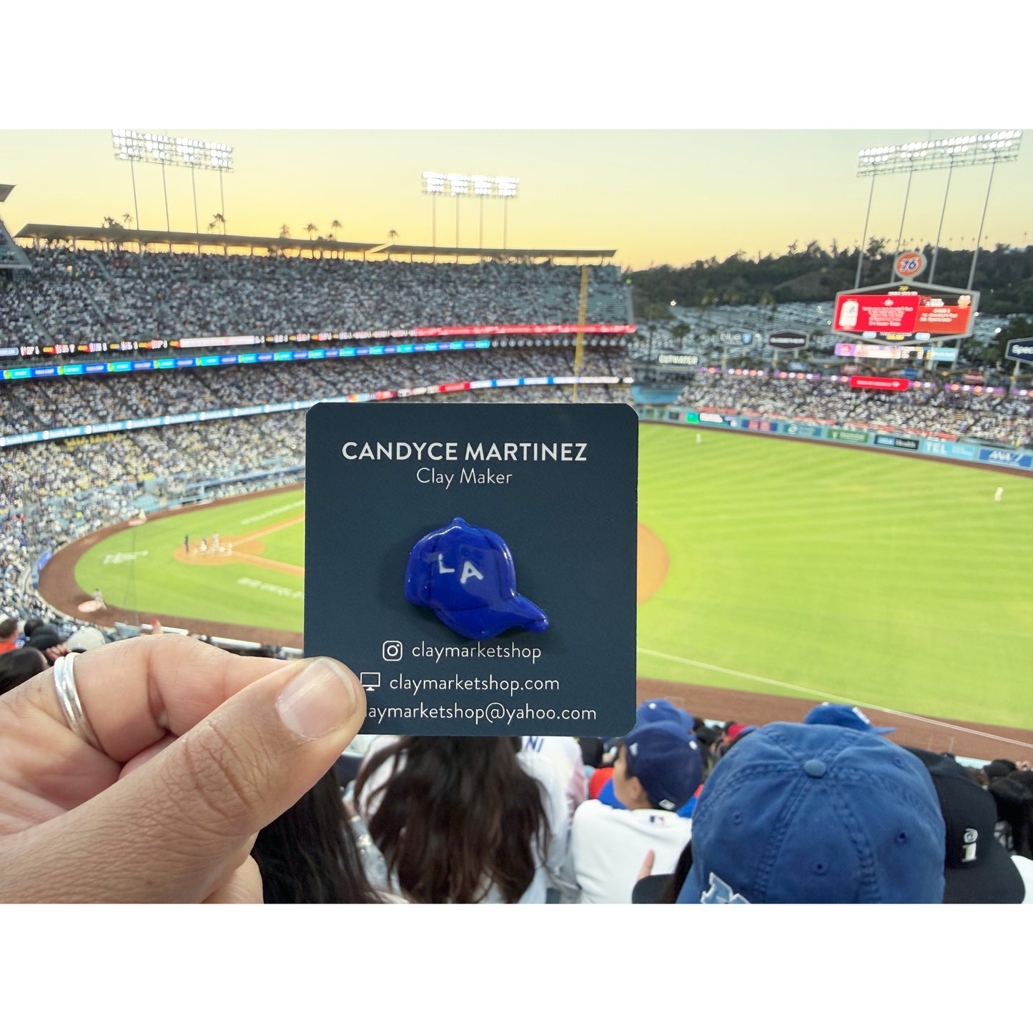 LA baseball cap pin
