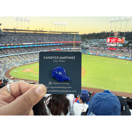 LA baseball cap pin